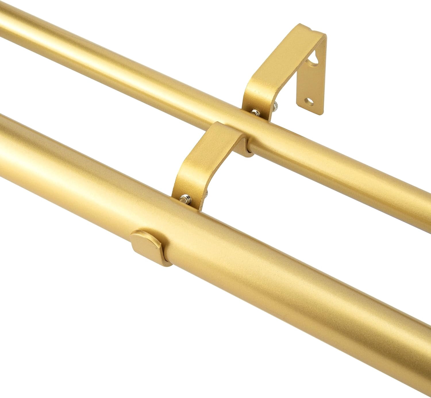 eTeckram 5/8" Double Curtain Rod with Nerveux Finials,Gold,48‘’-84‘’