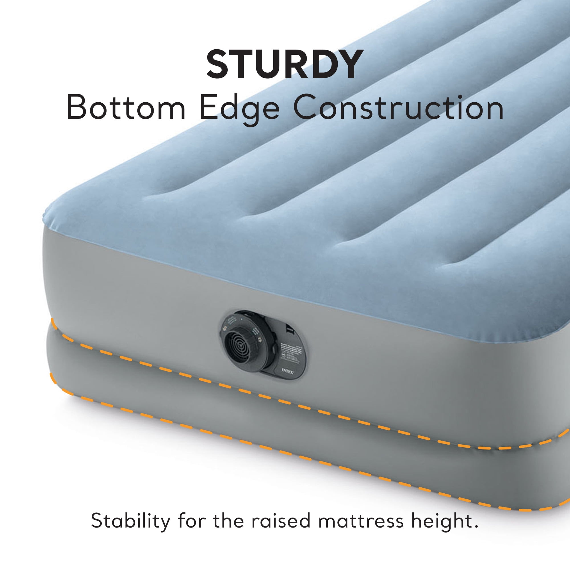 Intex Dura Beam Plus Mid-Rise Comfort Twin Air Mattress with Built-In Pump