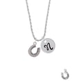thumbnail image 2 of Delight Jewelry Silvertone Beaded Clear AB Crystal Horseshoe with Good Luck Silvertone Script Initial Disc - N - Charm Necklace, 20"+3", 2 of 4