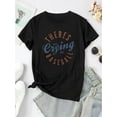 thumbnail image 2 of T-Shirt Décontracté à Lettres pour Femmes - Col Rond Confortable à Manches Courtes, Mélange de Polyester Extensible, Lavable en Machine - Parfait pour l'Été & Tenue Décontractée Fête des Pères, Fête des Mères, Nouvel An, Festival de Printemps, 2 of 6