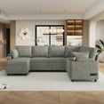 thumbnail image 5 of Harper & Bright Designs Sectional Sofa with Pull Out Bed, Convertible Sofa Sleeper with Storage Lounger, Chenille U-shaped Sectional Sofa with Cup Holders and USB, LIGHT GREY, 5 of 16