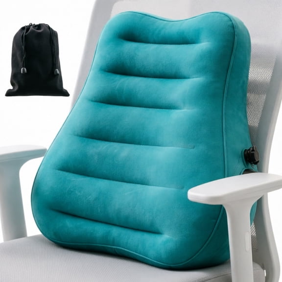 1 Pack Inflatable Lumbar Support Pillow with Hand Press Air Pump, Portable Blow‑Up Back Cushion with Storage Bag, Ergonomic Waist Pillow for Office Chair, Car Seat, Travel and Home Use