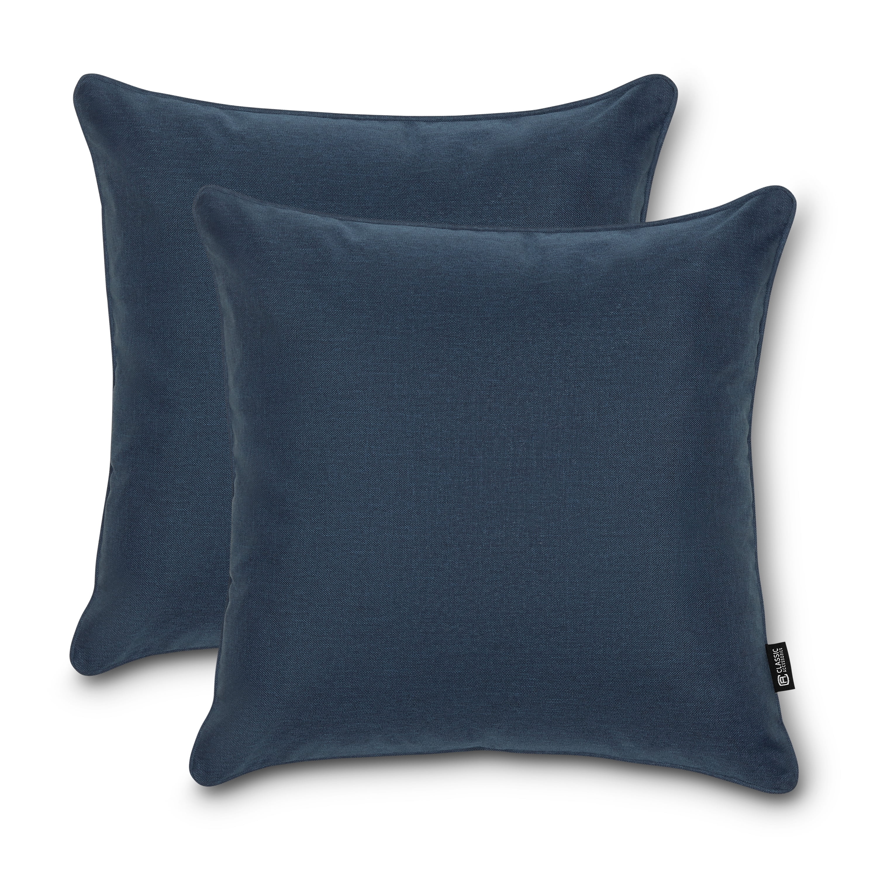 Classic Accessories Montlake FadeSafe Indoor/Outdoor Accent Pillows, 20 x 20 x 8 Inch, 2 Pack, Heather Indigo