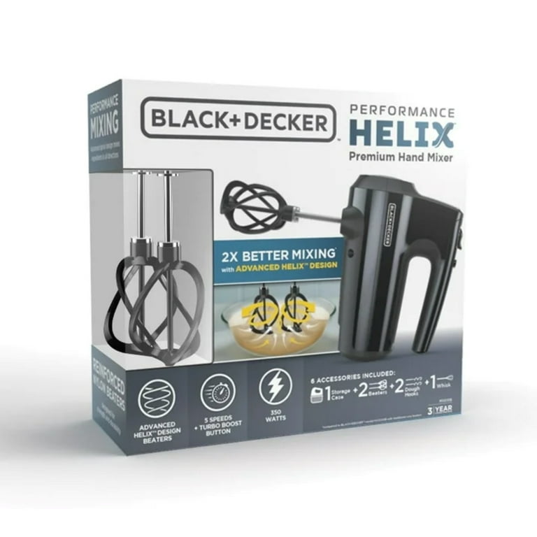 BLACK+DECKER 5-Speed Hand Mixer, MX610B, Helix Performance Premium