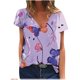 thumbnail image 1 of Blusas de Manga Corta para las Mujeres Causal Cuello en V Camiseta Sólida, Blusas de Verano de las Mujeres para el Hogar Y Diario, 1 of 5