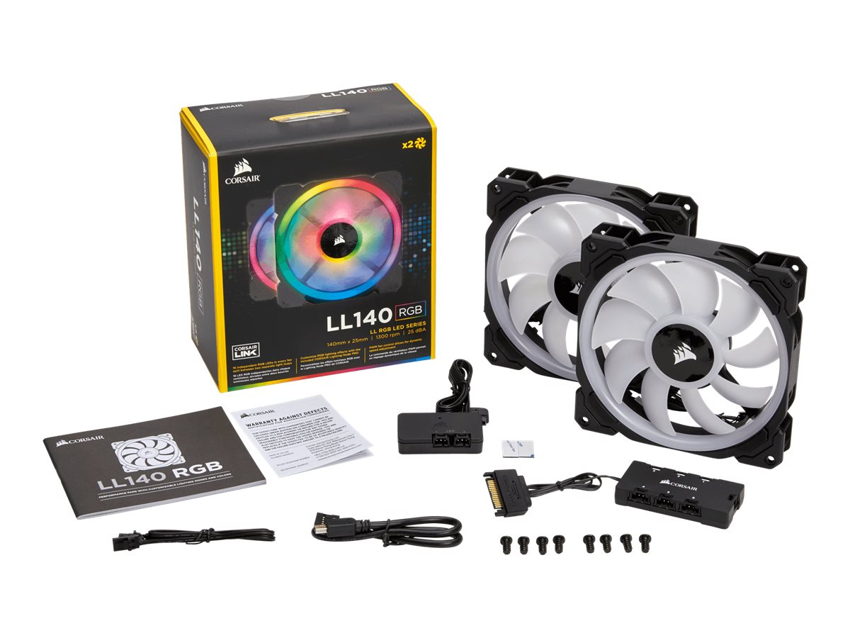 ROG HELIOS＋Corsair QL140×3 LL140×1 LL140 RGB 140mm Dual Light Loop RGB LED PWM Fan — 2 Fan Pack with