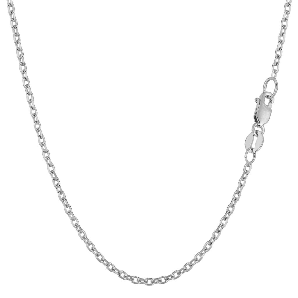 14K White Gold 2MM Cable Link DiamondCut Pendant Necklace Chains 16