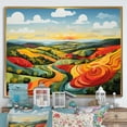 thumbnail image 2 of Designart "Fields of Serenity Minimalist Multicolor I" Extra Large Landscapes Framed Wall Art - Traditional Green Meadow Living Room Framed Canvas Art, 2 of 7