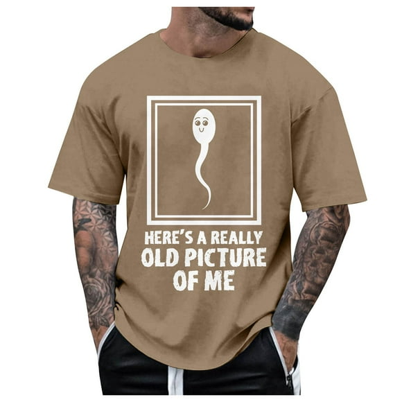 VBARHMQRT Mens Big and Tall T Shirts Here S a Really Old Picture of Me Mens for Birthday Casual Style Men Blend Classic Tee Khaki