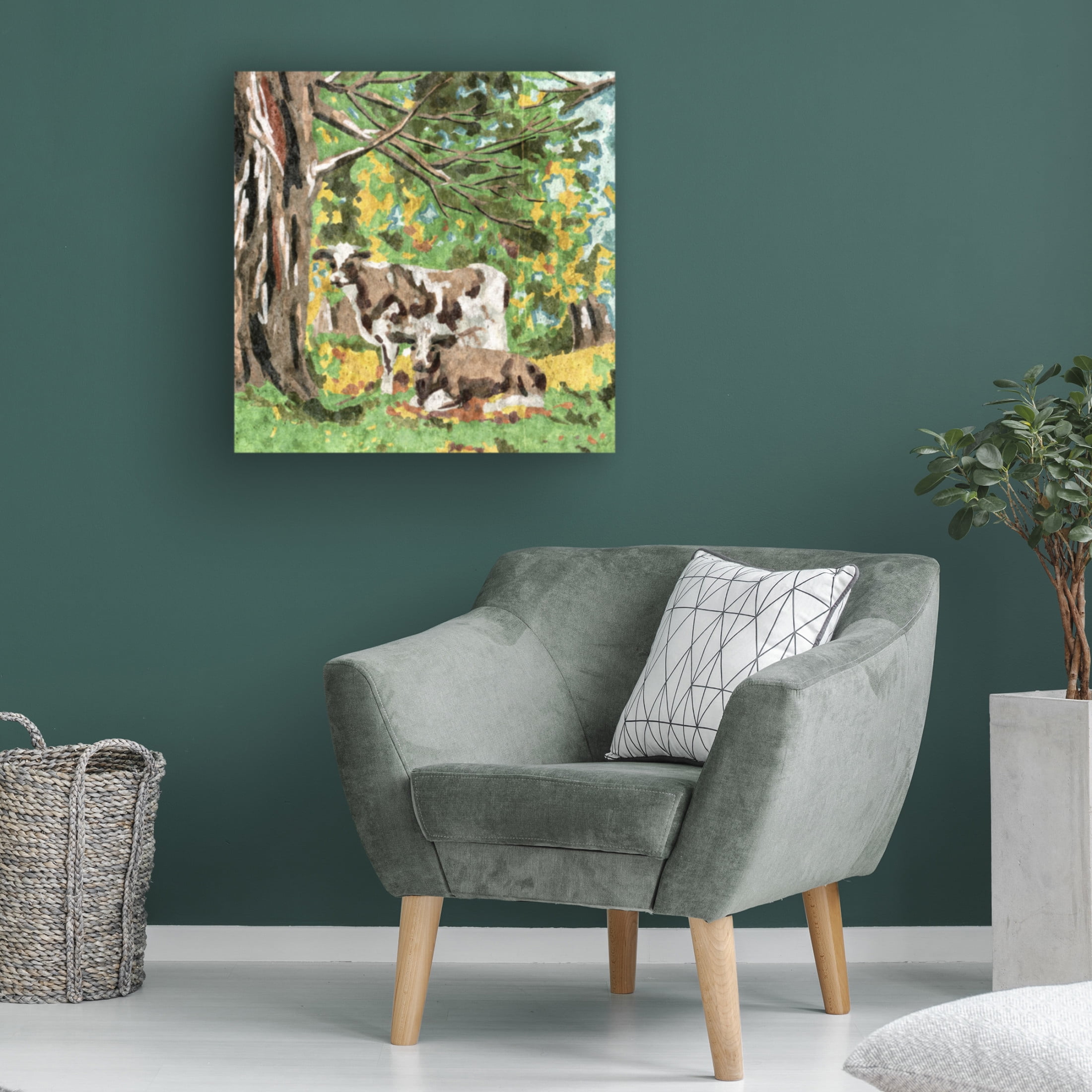 Trademark Fine Art Melissa Wang  Cows Under a Tree I Canvas Wall Art