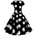 thumbnail image 3 of ALLLIST Black Womens Dresses Vintage A Line Crew Neck Skater Dress Short Sleeve Polka Dot Party Teen Dresses, 3 of 5