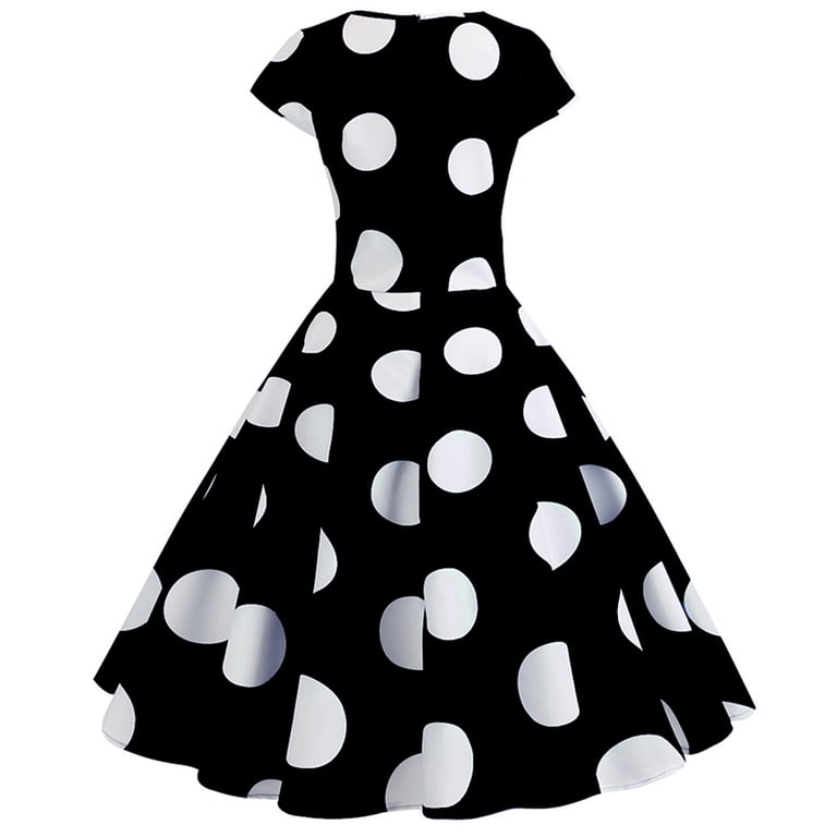 black and white polka dot skater dress Rica Skater Dress in Black and White Polkadot main image 1