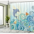 thumbnail image 5 of Ambesonne Cartoon Shower Curtain, Dolphin Ocean, 69"Wx84"L, Multicolor, 5 of 5