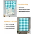 thumbnail image 3 of Turquoise Checkered Tie Up Curtains for Window, Thermal Insulated Balloon Shade Adjustable Rod Pocket Curtains Valance Panels for Kitchen Bathroom Cafe 34 x 45 Farmhouse Buffalo Plaid, 3 of 6