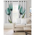 thumbnail image 2 of Turquoise Aqua Tulips Blackout Curtains 39 Inches Long for Bedroom, Pastoral Flower Floral Spring Thermal Insulated Room Darkening Black Out Window Curtain Panels Grommet Drapes for Living Room, 2 of 8