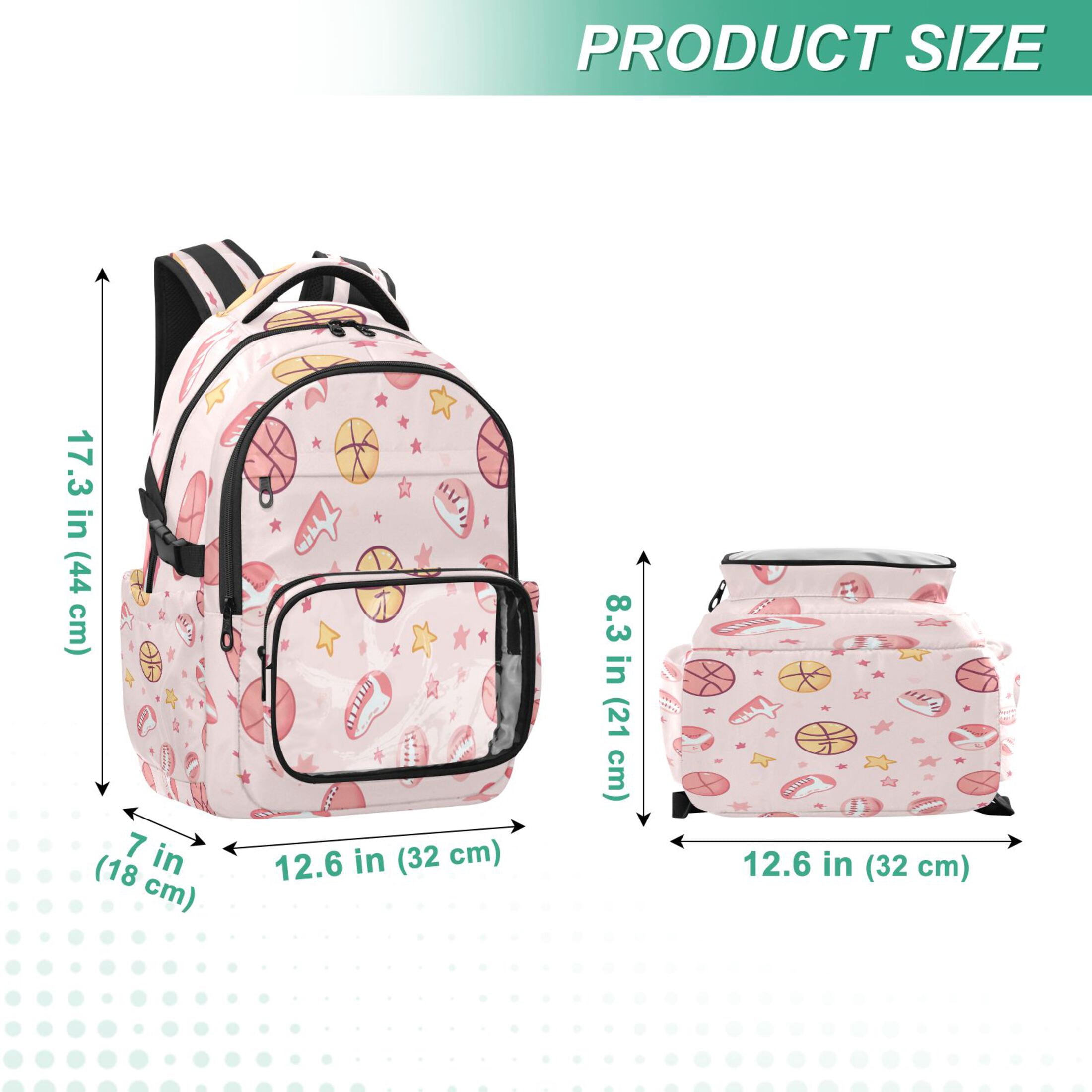 PVC Casual Backpack 25L Daypack with Laptop Compartment Lightweight Travel Backpack for Work Outdoor Activities Basketballs and Baseballs