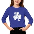 thumbnail image 1 of T-Shirt Fille Fête de la Saint-Patrick, Mignon T-Shirt Graphique à Manches 3/4 Col Rond avec Imprimé Irlandais, Hauts Décontractés Printemps Été pour Vacances, Fête d'Anniversaire et Usage Quotidien Bleu 130, 1 of 5