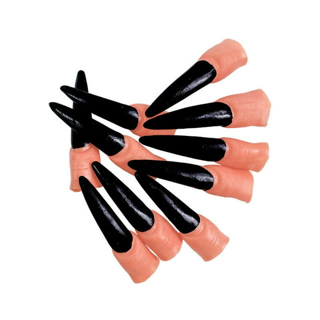 Inteprter 10x Uña de dedo - Uñas postizas duraderas y elegantes para cualquiera que ame el arte de las uñas Fácil de usar Uña negra (8 * 2 Type1 NO1