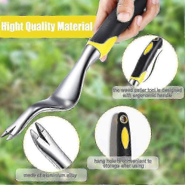 Desmalezador manual de jardín, pala de goma con mango ergonómico, herramientas para jardín, césped y trasplante, para eliminar maleza en patios y jardines.