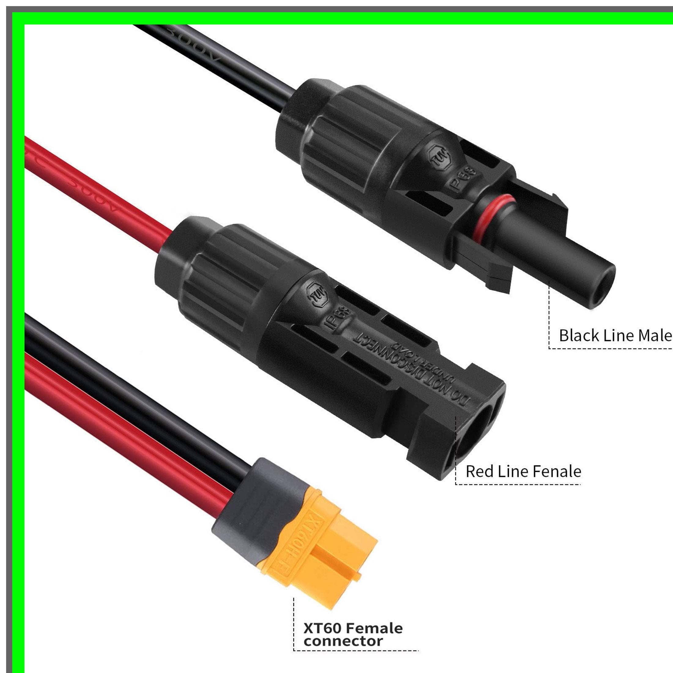 XT60 Solar Connector Extension Cable 12AWG for Power Stations 50FT
