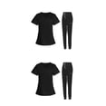 thumbnail image 2 of maskred Ensemble de Gommage pour Femmes Col en V Lavable en Machine Manches Courtes Costume Confortable Noir s 2Set, 2 of 6