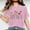 Pink, variant on Blouses for Women Dressy Casual Women Mother's Day Gift Mom Flower Print Short Sleeve Round Neck T-shirt Pattern Top