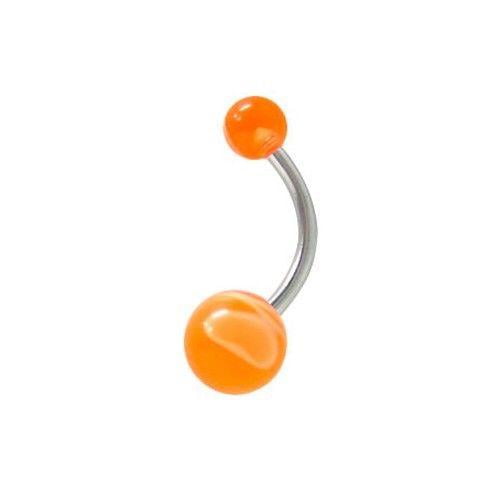 EG Gifts Orange Marble Belly Button Ring acrylic uv surgical steel