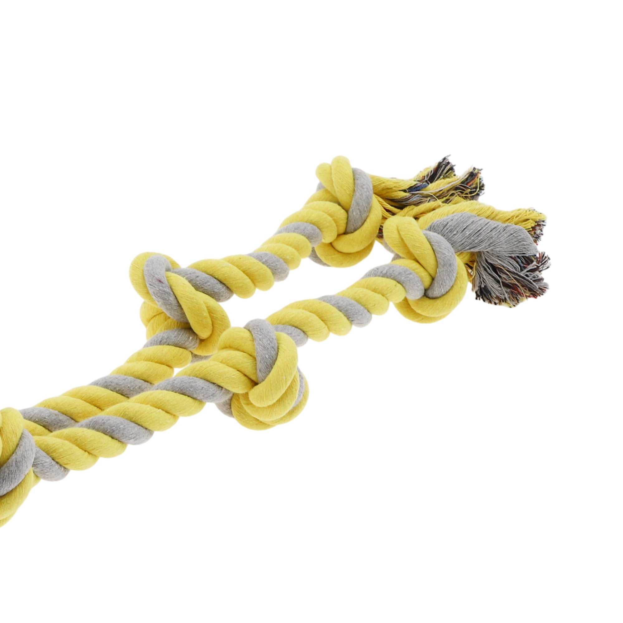 Unique Bargains Knots Shape Dog Chew Rope Durable Braided Cotton Teeth Cleaning Rope for Cats Dogs Rose Gray Yellow