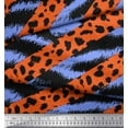 thumbnail image 3 of Soimoi Blue Satin Silk Fabric Leopard & Wild Animal Skin Print Sewing Fabric BTY 42 Inch Wide, 3 of 3