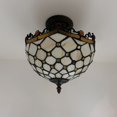thumbnail image 5 of Tiffany Ceiling Lights Fixture Beige Stained Glass Crystal Beans LED Bulbs Included for Living Room Bedroom Kitchen 12"W*12"D*12"H, 5 of 5