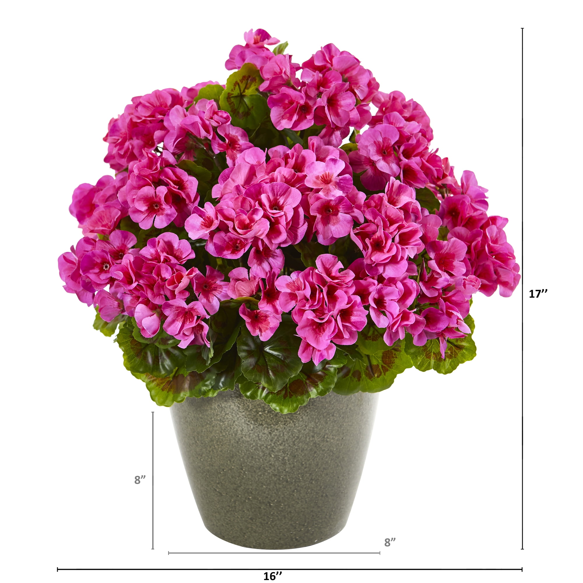 Nearly Natural 17" Plastic and Polyester Geranium Artificial Plant UV Resistant (Indoor/Outdoor), Pink