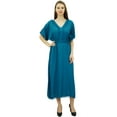 thumbnail image 2 of Bimba Women's Designer Kaftan With Pom Pom Kimono Sleeve Long Maxi Coverup, 2 of 9