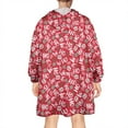 thumbnail image 2 of Wearable Oversized Blanket,Red Christmas HO Pattern Wearable Blanket Hoodie for Adults,Cozy Hooded Blankets with Super Pockets,Super Warm Fuzzy Pullover for Women & Men, 2 of 6