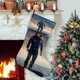 thumbnail image 1 of Aquaman Tema: Calcetines de Navidad, fino lino blanco para colgar en escaleras y chimenea, decoración navideña para el hogar, regalo de Navidad. 45cm × 32cm, 1 of 5