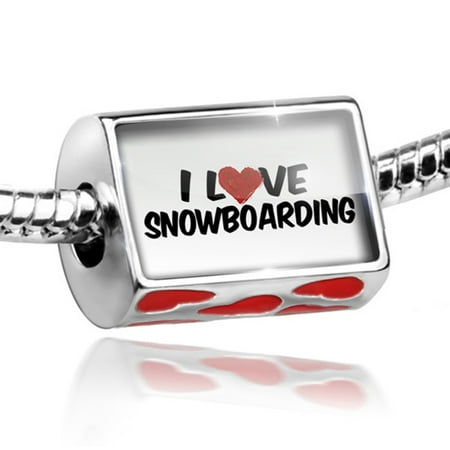 Bead I Love Snowboarding Charm Fits All European