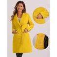 thumbnail image 2 of DARING DIVA Women's Notched Lapel Double Breasted Midi Long Winter Coats Yellow XS, 2 of 6