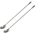 thumbnail image 1 of 12 5" Stainless Steel Cocktail Stirring Spoons with Weighted Tear Drop Ends Set of 12 5" Stainless Steel Cocktail Stirring Spoons Long Handle Spiral Design Bar Spoons, 1 of 5