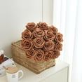 thumbnail image 3 of 15PCS Artificial Silk Flowers Realistic Roses Bouquet Long Stem for Home Wedding Decoration Party（Coffee）, 3 of 6