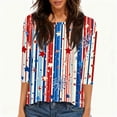 thumbnail image 4 of 4th of July Womens Shirts 3/4 Sleeve Tshirts Casual Red White and Blue Print Tops USA 250th Anniversary Celebration Party Pullover Independence Day Patriotic Crew Neck Blouses Navy M, 4 of 5