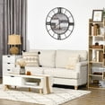 thumbnail image 4 of HOMCOM 32 Inch Large Wall Clock, Silent Non Ticking Metal Roman Numeral Industrial Oversized Clocks for Living Room Decor, Battery Operated, Easy to Read, Black and Wood Grain, 4 of 8