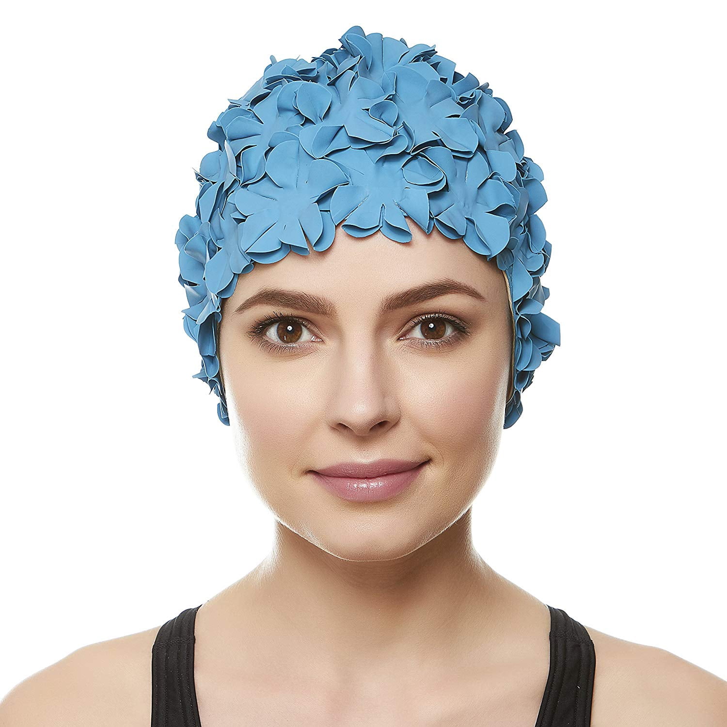 Beemo Floral Petal Swim Cap for Women – Retro Style Vintage Bathing Cap Swimming Hat for Long and Short Hair