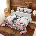 thumbnail image 3 of Erosebridal Watercolow Highland Cow Queen Comforter Set, Mountain Butterfly Blossom Bedding Comforter Set, 3 of 6
