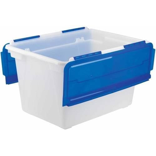 Storex 12 Gallon/45 L Flip Top Tote / Frost&Blue (4 units/pack
