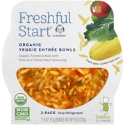 Gerber Freshful Start Organic Veggie Entree Bowl, Squash, Tomato & Kale with Orzo in a Tomato Basil Seasoning, 4 oz Bowl, 2 Count