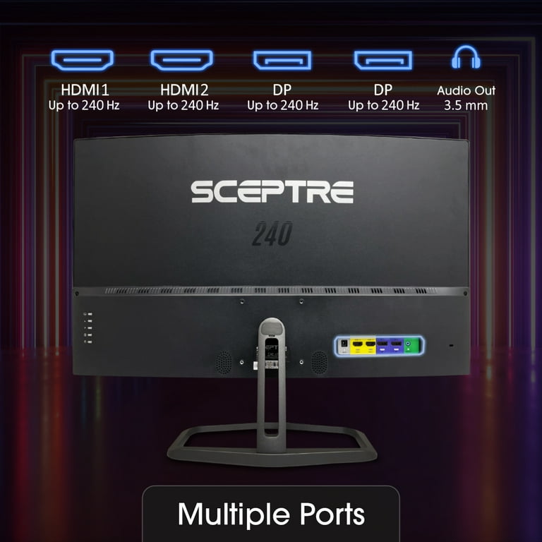  Sceptre Monitor curvo para juegos FHD 1080p de 32 pulgadas  hasta 240 Hz, 1 ms, 99% sRGB AMD FreeSync Premium Altavoces integrados,  HDMI x3 Displayport Machine Negro (C325B-FWD240) : Electrónica