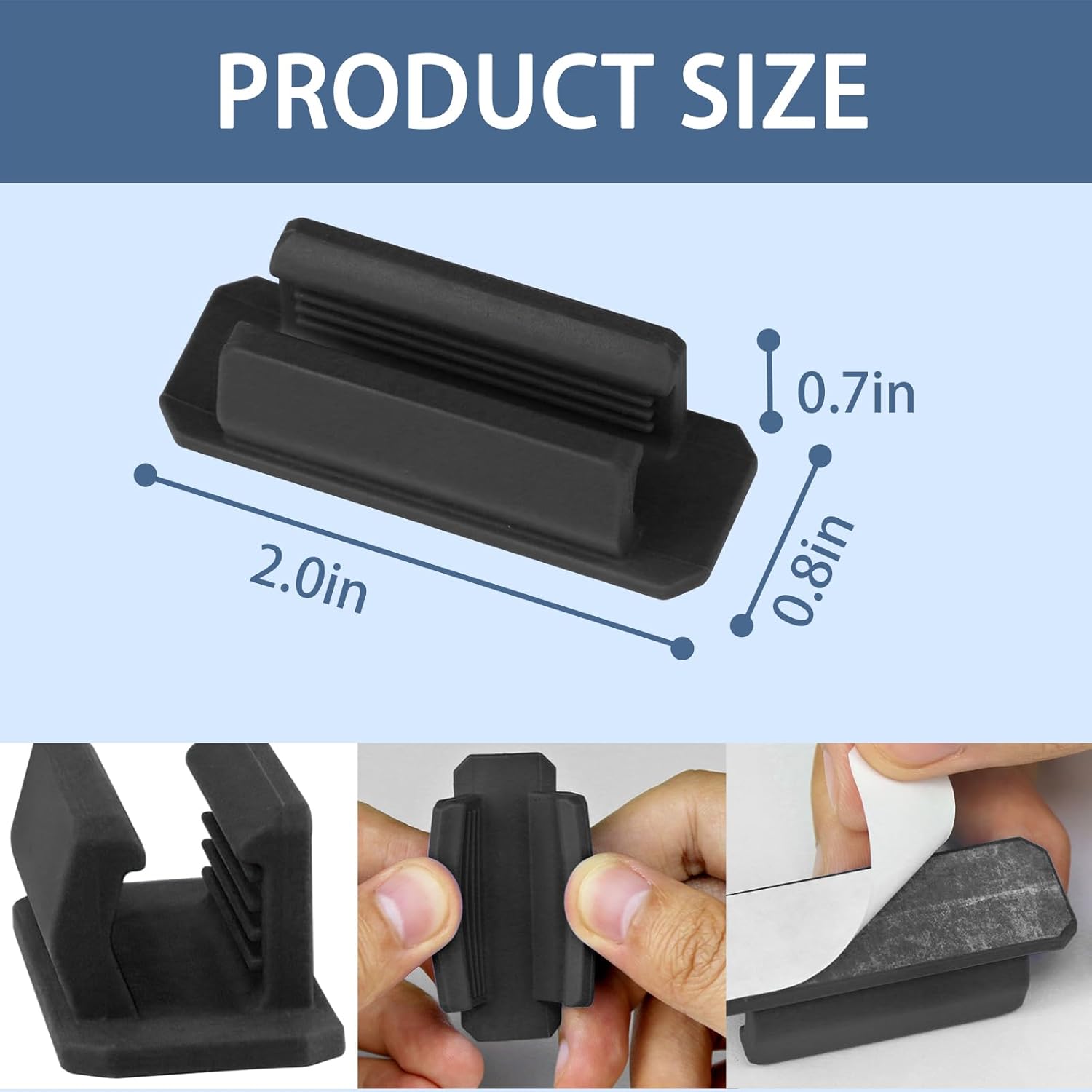 Pencil Holder for Desk Set of 20, Adhesive Pen with 20 Extra Upgraded Stickers, Silicone Holders & Marker Clip Walls, Clipboards, Classroom, Office, Teacher Accessories Supplies (Black)