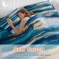 thumbnail image 4 of Abstract Modern Duvet Cover Set Queen Size, Gold Blue Ripple 4 Piece Soft Microfiber Bedding Set with 1 Duvet Cover, 1 Flat Sheet, 2 Pillowcases, 4 of 9
