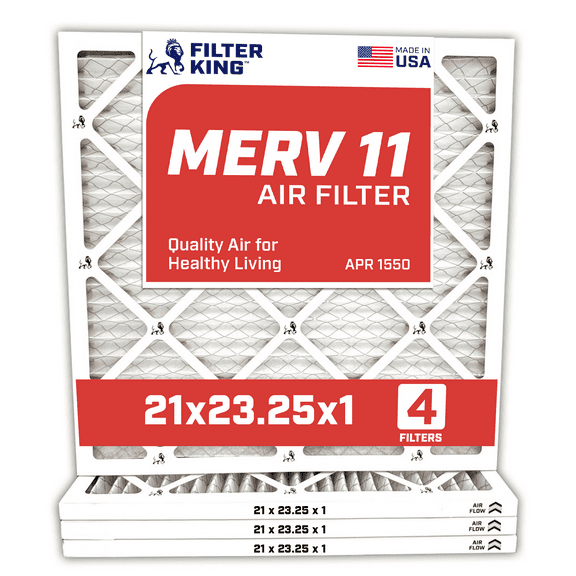 Filter King 21x23.25x1 Air Filter | 4-PACK | MERV 11 HVAC Pleated A/C Furnace Filters | MADE IN USA | Actual Size: 21 x 23.25 x .75"