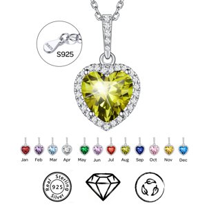 ChicSilver 925 Sterling Silver Heart Birthstone Necklace