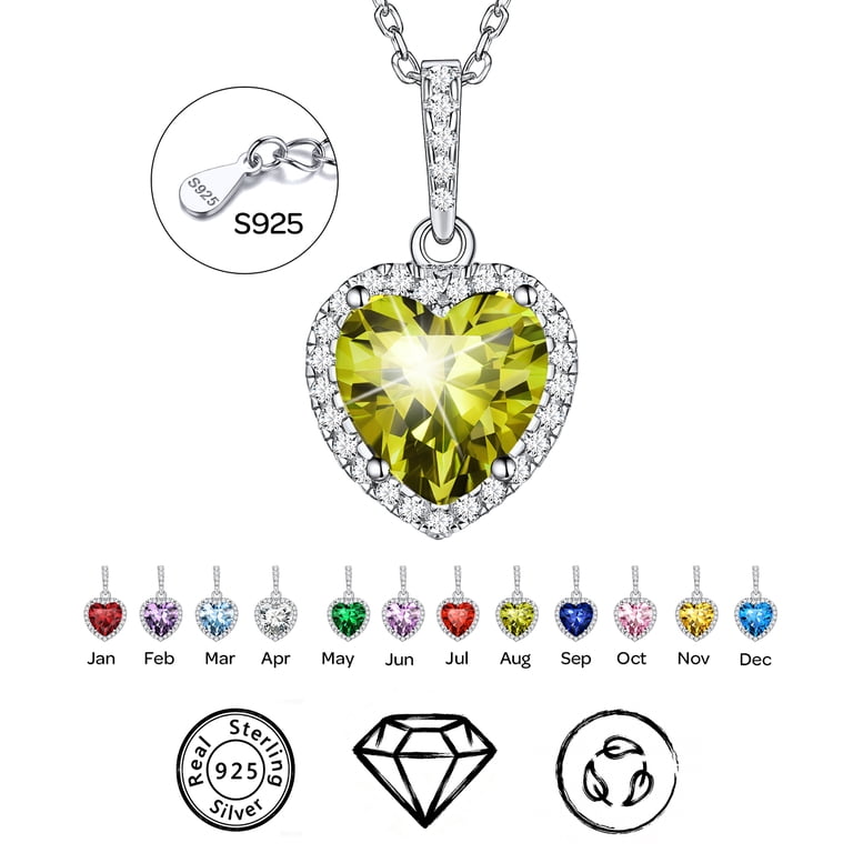 ChicSilver 925 Sterling Silver Heart Birthstone Necklace photo 1